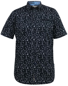 D555 Beau S/S AO Leaf Print Shirt With Button Down Collar Navy
